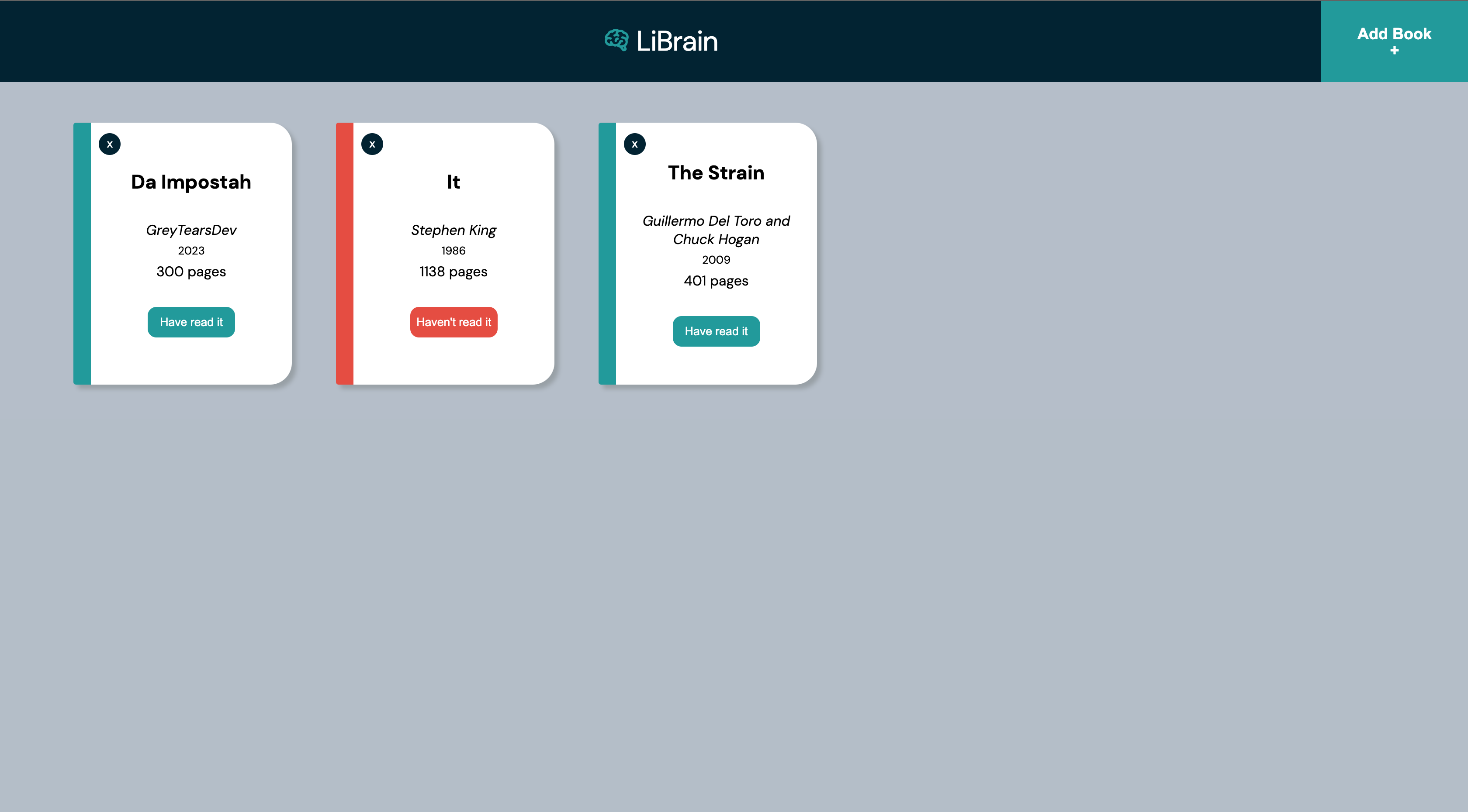 a preview of the app showing three books